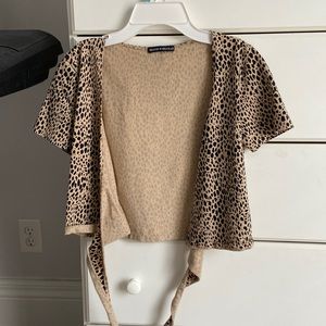 Brandy Melville cheetah print wrap top